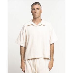 Smock XL Men's Terry Lecce Polo in Cream Ivory Collared Shirt